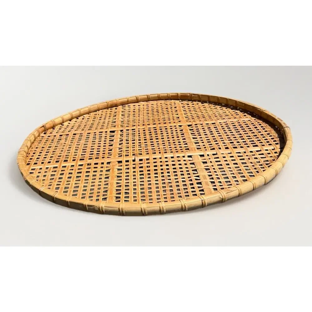 Large MCM Mid-Century Shallow Winnowing Basket 33” Vintage 3552-C